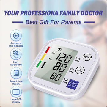 Multifunctional Home Blood Pressure Monitor With Cuff To Record Measurements And Track Heart Rate