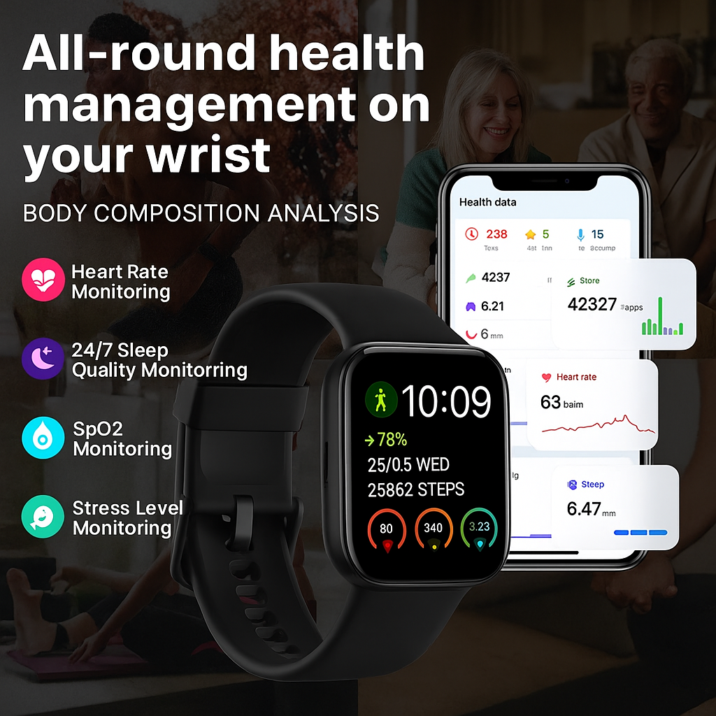 Smart Watch for Men Women (Answer/Make Call) Alexa Built-in, 1.8" Touch Screen Fitness Watch with SpO2 Heart Rate Sleep Monitor, 100 Sport, Step Counter Smartwatch for iPhone & Android