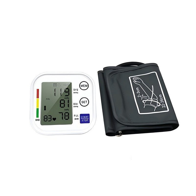 Multifunctional Home Blood Pressure Monitor With Cuff To Record Measurements And Track Heart Rate